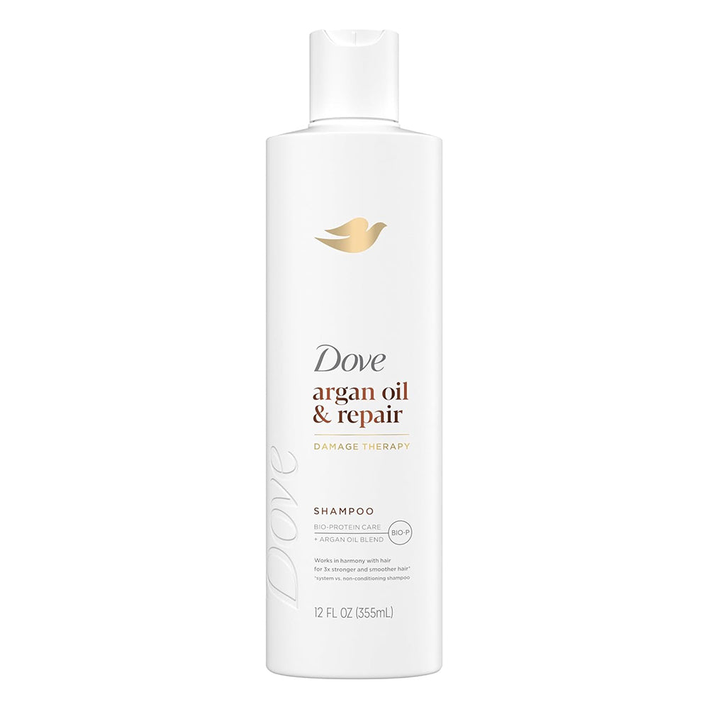 Dove Damage Therapy Argan Oil and Repair Shampoo with Bio Protein Care Nourishes and Smooths to Reduce Damage Hair 12Oz (355ml)
